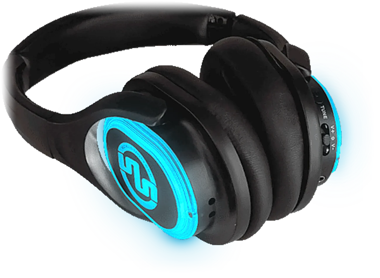 Auriculares de silent disco SX-553 Evolution HiFi con LED celestes encendidos